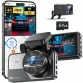 Dash Cam Front and Rear,4K+2K Full HD Dual Dash Camera,Built-in 5G WiFi with 64GB Card,GPS,UHD 2160P Night Vision,App Control,HDR,24H Parking Momitor
