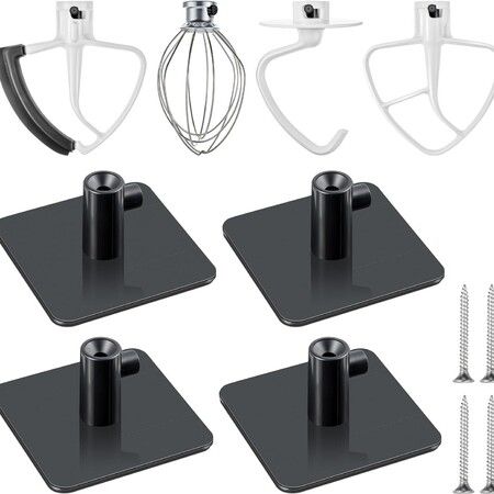 4 Pcs Stand Mixer Attachment Holders, Food Mixer Accessories Hooks Compatible with Kitchenaid All Stand Mixer Attachment