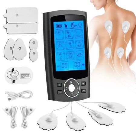 TENS EMS Muscle Stimulator Machine Electric Portable Back Neck Massager Nerve Knee Rechargeable Massage Unit Device 24 Modes