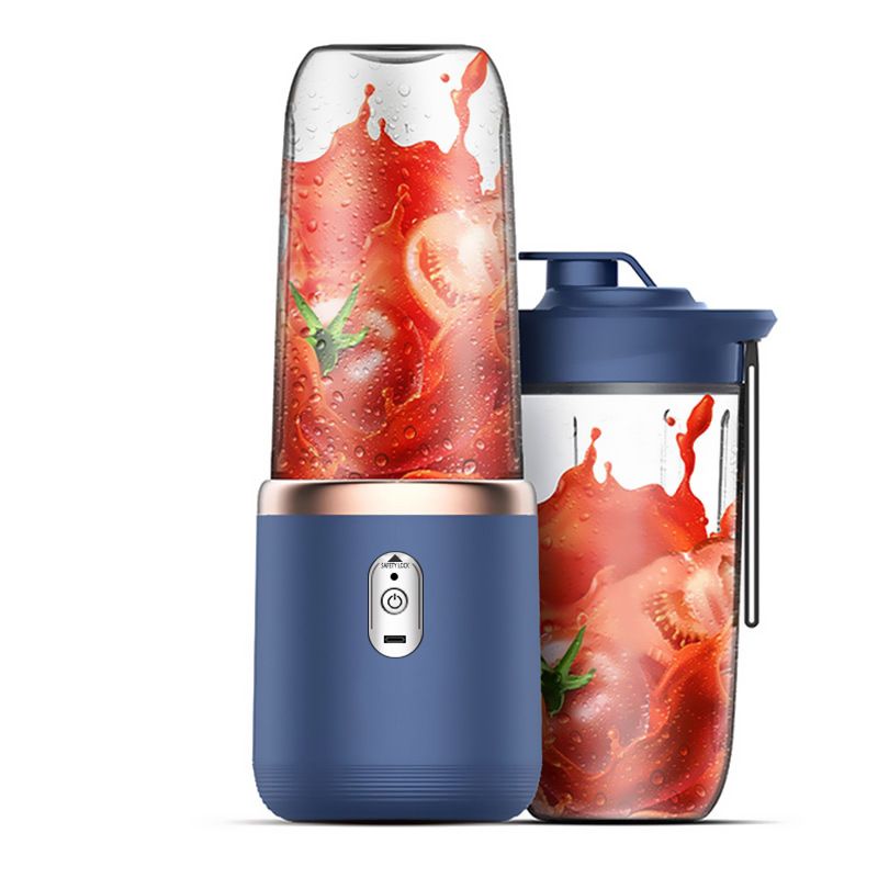 Blue Portable Juicer Small Juice Cup Multifunctional Includes 2 Cups for Students & Household Use
