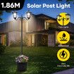 186cm Solar Led Light Post Planter Outdoor Street Garden Security Pole Lamp Driveway Pathway Patio Yard Energy Powered Pillar Lantern Double Lights