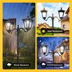 186cm Solar Led Light Post Planter Outdoor Street Garden Security Pole Lamp Driveway Pathway Patio Yard Energy Powered Pillar Lantern Double Lights