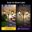 186cm Solar Led Light Post Planter Outdoor Street Garden Security Pole Lamp Driveway Pathway Patio Yard Energy Powered Pillar Lantern Double Lights