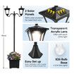 186cm Solar Led Light Post Planter Outdoor Street Garden Security Pole Lamp Driveway Pathway Patio Yard Energy Powered Pillar Lantern Double Lights