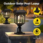 Solar Led Post Light Outdoor Garden Gate Street Pathway Security Lamp Cap Lantern Driveway Pole Pillar Energy Powered Landscape Patio Fence Yard Decor