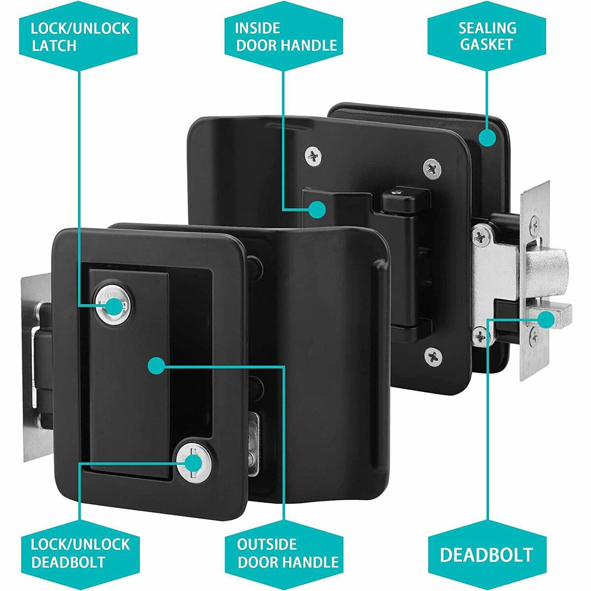 RV Keyless Entry Door Lock – Bluetooth, Fingerprint, Password, Key Access, All-Metal For Trailers & Campers