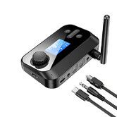 Bluetooth Transmitter for TV Dual Headphones, Bluetooth Adapter for TV LCD Display Adjustable Volume, Wireless Receiver for Home Stereo, 3.5mm, Optical, TF Card to Bluetooth Music Audio Transmitter