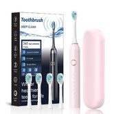 Electric Toothbrush With 6 Modes,4 Brush Heads,Usb Rechargeable Sonic Deep Cleaning Toothbrush,Suitable For Home And Travel Color Pink