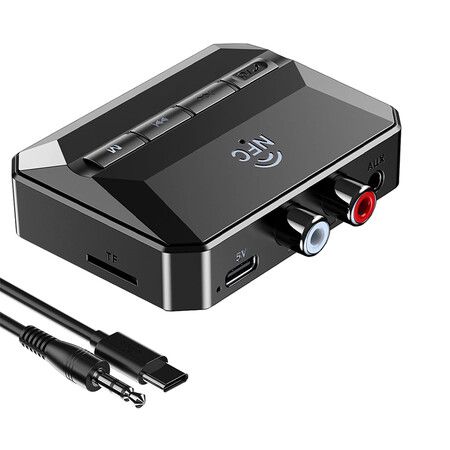 5.3 Bluetooth Receiver for Home Stereo, Bluetooth to RCA Adapter for Stereo Receivers AUX Bluetooth Adapter, NFC Enabled Bluetooth RCA Audio Adapter