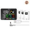 3-Way Weather Clock with 3 Temperature and Humidity Sensors Clock Alarm Weather Forecast Comfort
