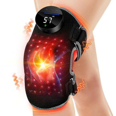 Red Light Knee Brace Vibration Knee Massage with 3-Level Massage Wireless Rechargeable Controller Near Infrared Heated Device for Knee Elbow Shoulder