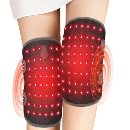 Knee Massager with Heat and Red Light,Heating Knee Brace Pad for Leg Massager 3 Vibration Modes 3 Heat Levels-2 Packs