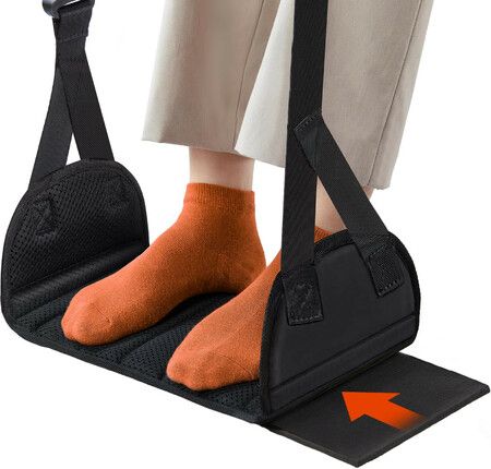 Airplane Foot Hammock with Hardboard Support Adjustable Foot Hammock for Plane Travel Portable Foot Rest Essentials for Travel Long Flight
