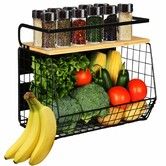 Magnetic Shelf for Fridge with Wood Lid,Fruit Potato Onion Storage Bins,Pantry Organizers & Storage Magnetic Spice Rack for Refrigerator Kitchen Counter