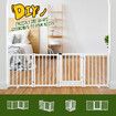 Pet Safety Gate 4 Panel Puppy Playpen Wood Enclosure Security Fence Freestanding Dog Stair Doorway Tall Barrier with Door Indoor Foldable