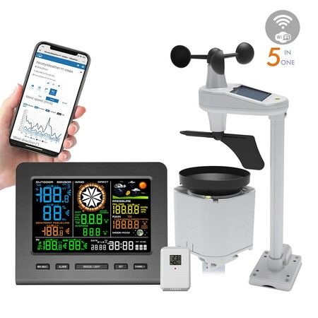 Weather Station WiFi Wireless Weather Station Wind Speed Wind Direction Rainfall Temperature and Humidity Weather Forecasting