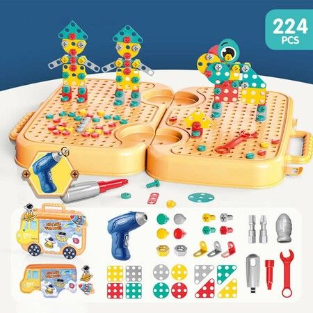 Drill and Screwdriver Set Toy Montessori Educational Toy Set 3D Creative Diy Puzzle Toy Tool Set
