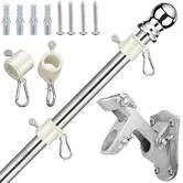Flag Pole,Tangle Free Spinning Stainless Steel Rustproof Flagpole for 3x5 Sports Fan Outdoor Flags (Silver,1.83M)
