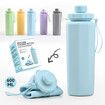 Purple 600ml Portable Silicone Sports Water Bottle Anti Fall High Temperature Resistant Foldable Food Grade