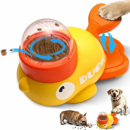 2-in-1 Dog Interactive Slow Feeder Dog Food Puzzle Toy-Durable and Safe Duck-Shaped Design Promotes IQ Training Reduces Bloating Anti-Gulping