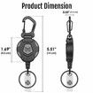 2Pack Retractable Keychain,Heavy Duty Carabiner Badge Holder,Tactical ID Badge Reel with 31.5In/80cm Steel Retractable Cord