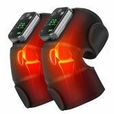 Cordless Knee Massager Heat Vibration Knee Heating Pad Electric Massage-Black 2 Pack