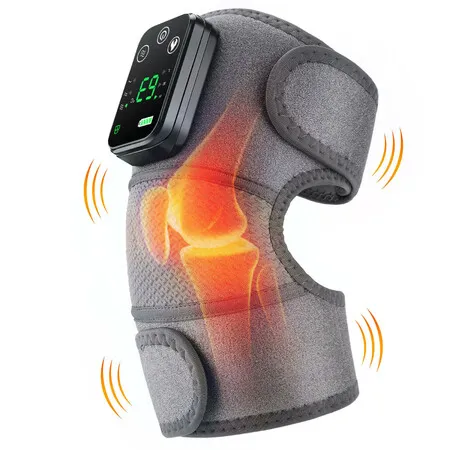 Cordless Heated Knee Massager with 3 Heating Levels 3 Vibrations for Knee Relief,Heating Pad for Knee, Shoulder,Elbow(Grey)