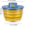 Electric Salad Spinner Dryer Fruit Vegetable Cleaner Bowl Colander Greens Herbs Berries Kitchen Gadget 4L(Blue)