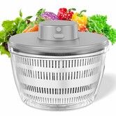 Electric Salad Spinner Dryer Fruit Vegetable Cleaner Bowl Colander Greens Herbs Berries Kitchen Gadget 4L(Grey)
