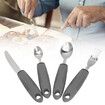 Adaptive Utensil Set, 4Pcs Non Shaking Adaptive Tableware Weighted Non Slip Rubber Handle Adaptive Eating Utensils for Hand Tremors Elderly