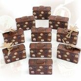 50PCS Mini Suitcase Favor Boxes,Travel Theme Candy Box Vintage Kraft Cardboard with Tags and Burlap Twine