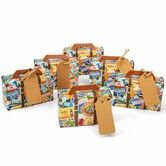 50PCS Mini Suitcase Favor Box,Scenic Spots Party Favor Candy Boxes,Vintage Kraft Paper Gift Box with Tags and Burlap Twine