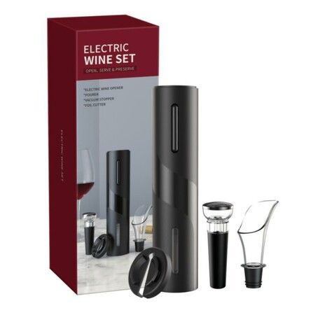 Electric Bottle Opener Set 4-in-1 Household Wine Opener Automatic Can Opener Bottle Opener Paper Cutter Wine Pouring Decanting & Storage