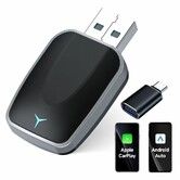 Wireless CarPlay & Android Auto Adapter 2 in 1 Plug Play Convert Wired to Wireless Adapter Apple CarPlay Android Auto Bluethooth Stable Low Latency