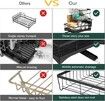 3-tier stainless steel dish drainer with drip tray, black draining tray with wine glass holder, removable cutlery rack for organising the kitchenr