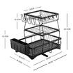 3-tier stainless steel dish drainer with drip tray, black draining tray with wine glass holder, removable cutlery rack for organising the kitchenr