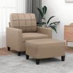 Sofa Chair with Footstool Cappuccino 60 cm Faux Leather