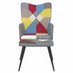 Relaxing Chair with a Stool Patchwork Fabric