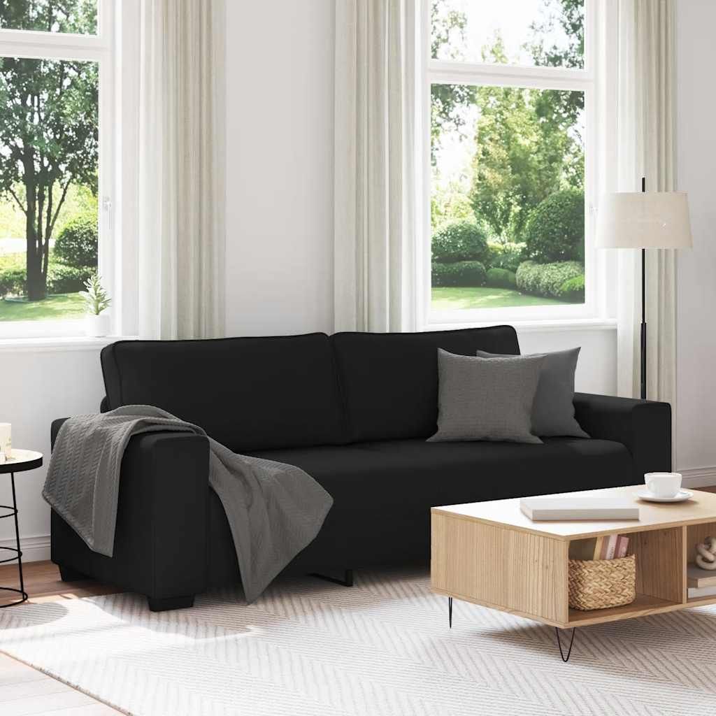 3-Seater Sofa Black 180 cm Fabric