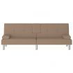 Sofa Bed with Cup Holders Cappuccino Faux Leather