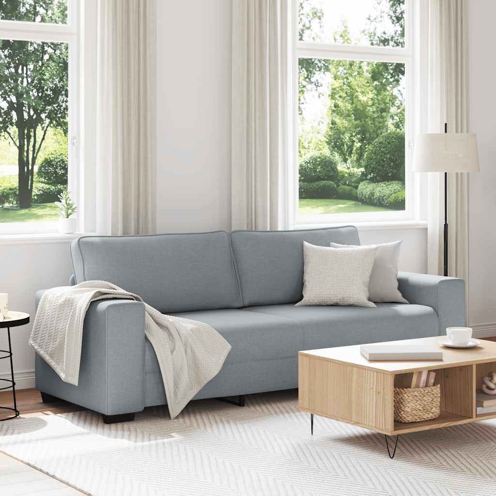 3-Seater Sofa Light Grey 180 cm Fabric