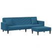 2 Piece Sofa Set with Pillows Blue Velvet
