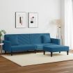 2 Piece Sofa Set with Pillows Blue Velvet
