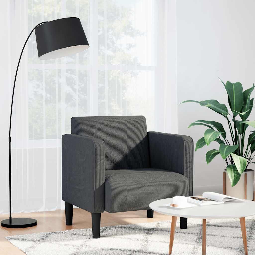 Sofa Chair with Armrests Dark Grey 54 cm Corduroy Fabric