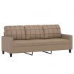 3-Seater Sofa with Throw Pillows Cappuccino 180 cm Faux Leather