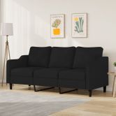 3-Seater Sofa Black 180 cm Fabric