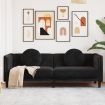Sofa with Cushions 3-Seater Black Velvet