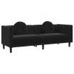 Sofa with Cushions 3-Seater Black Velvet