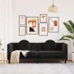 Sofa with Cushions 3-Seater Black Velvet