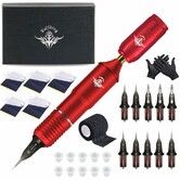 Tattoo Machine Kit Professional Wireless Tattoo Pen Kit Detachable RC Tattoo Power Supply,Tattoo Motor Unit Color Red
